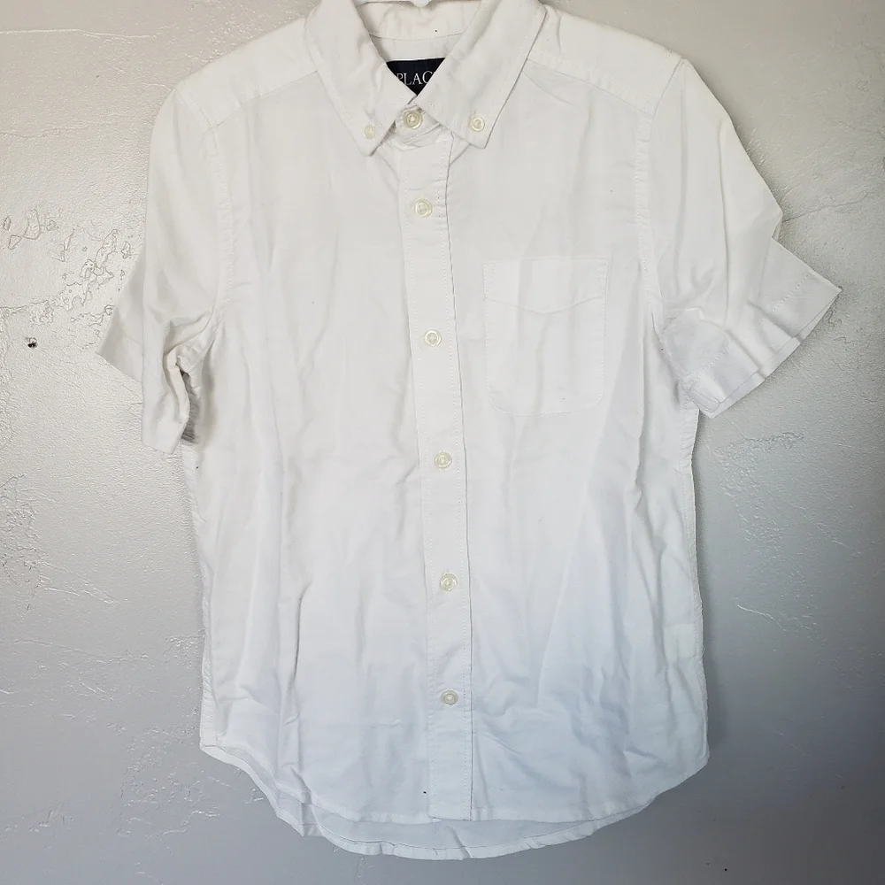 The Children's Place NWT Boys Medium 7/8 White Short Sleeve Button Up Shirt